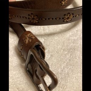 Skinny brown leather belt